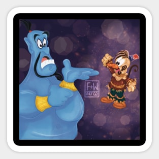 Fall inspired Genie & Apu Aladdin Sticker